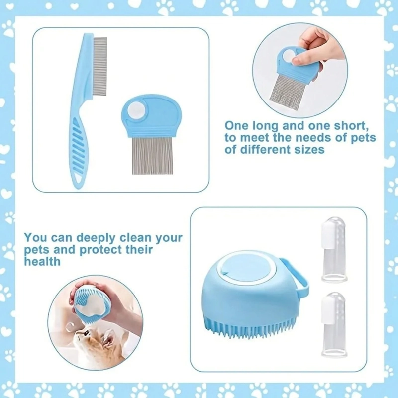 KIT DE ASEO Y BAÑO PARA GATOS 7 EN 1 CUERPO GARRAS Y DIENTES - 4