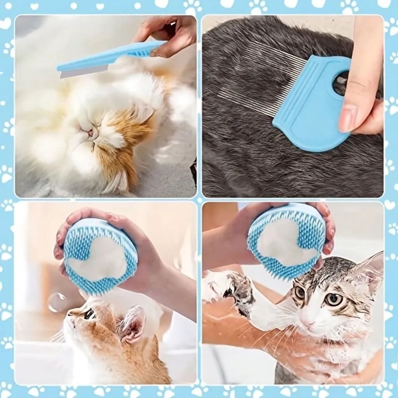 KIT DE ASEO Y BAÑO PARA GATOS 7 EN 1 CUERPO GARRAS Y DIENTES - 5