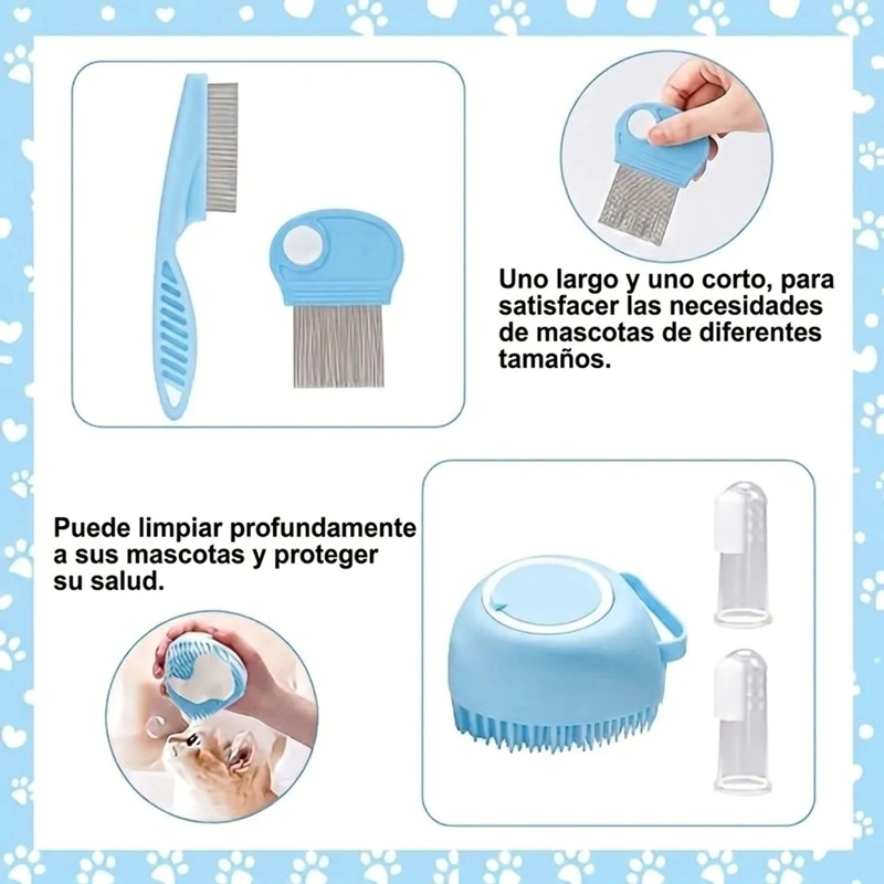 KIT DE ASEO Y BAÑO PARA GATOS 7 EN 1 CUERPO GARRAS Y DIENTES - 6
