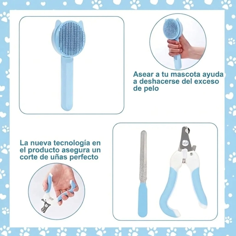 KIT DE ASEO Y BAÑO PARA GATOS 7 EN 1 CUERPO GARRAS Y DIENTES - 7