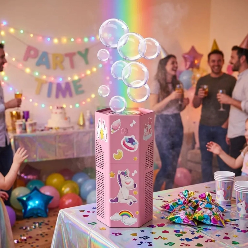 MAQUINA DE BURBUJAS UNICORNIO LUCES Y SONIDOS + 1 LIQUIDO - 2