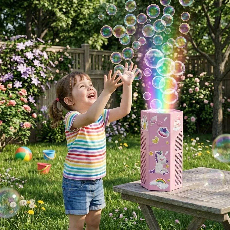 MAQUINA DE BURBUJAS UNICORNIO LUCES Y SONIDOS + 1 LIQUIDO - 6