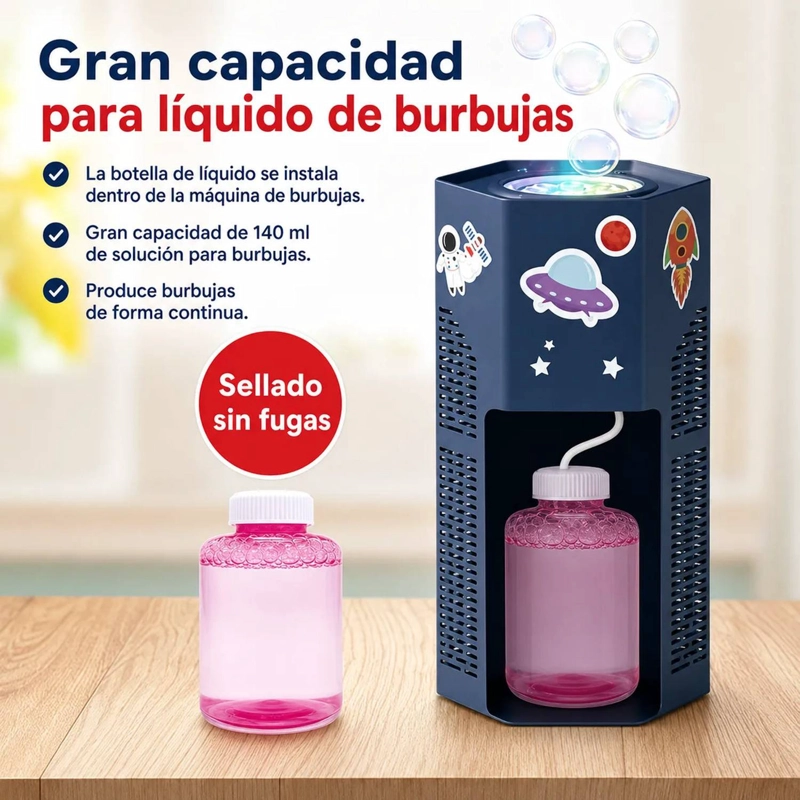 MAQUINA DE BURBUJAS ESPACIAL CON LUCES Y SONIDOS + 1 LIQUIDO - 4