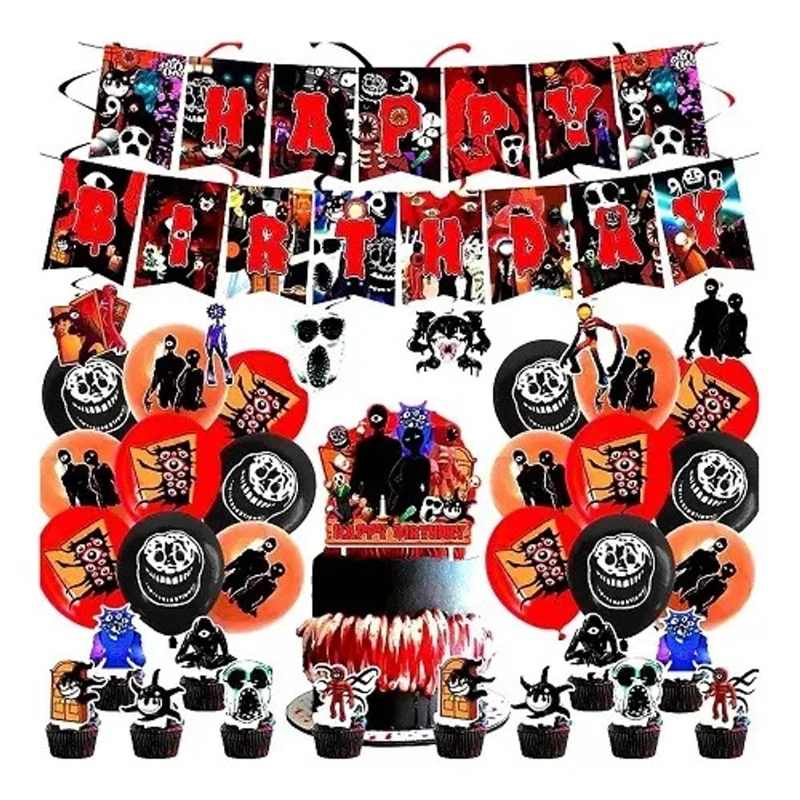 CUMPLEAÑOS DOORS ROBLOX COTILLON GLOBOS + ACCESORIOS - 1