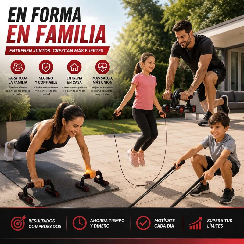 SET DE ENTRENAMIENTO MULTIFUNCIONAL 7 EN 1 RUEDA ABDOMINAL - 8