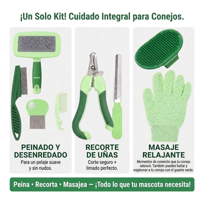 KIT DE ASEO Y BAÑO PARA CONEJOS 8 EN 1 FULL BODY - 2