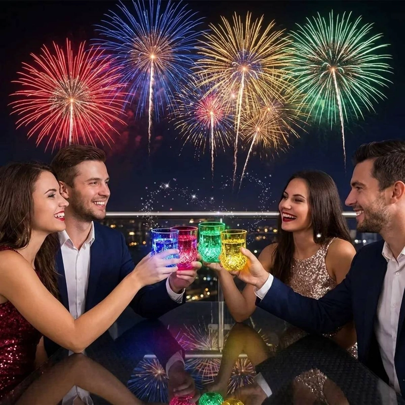 SET DE 4 VASOS LED NEON DE LUJO CELEBRACIONES - 5