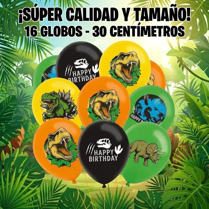 COTILLON JURASSIC WORLD KIT CUMPLEAÑOS DINOSAURIOS + TELA - 2