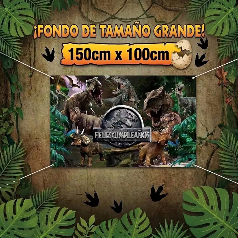 COTILLON JURASSIC WORLD KIT CUMPLEAÑOS DINOSAURIOS + TELA - 6