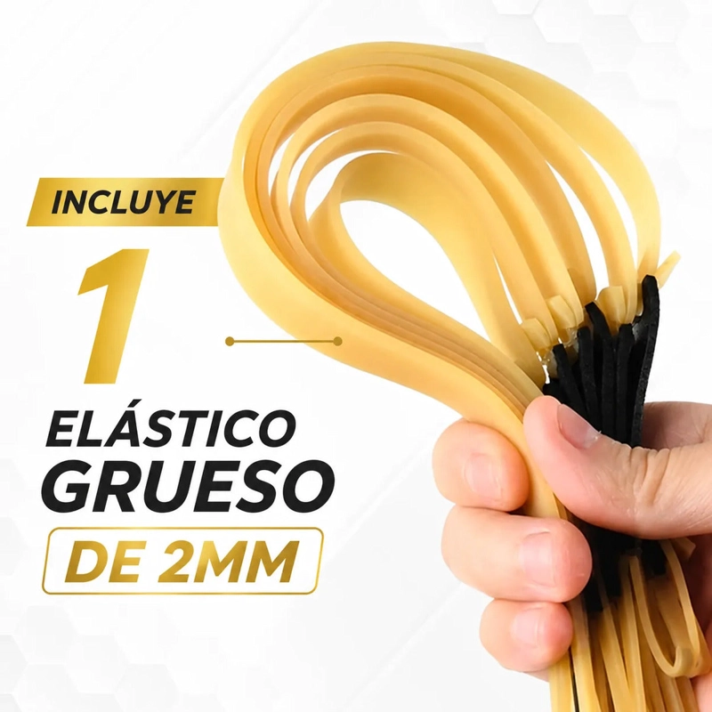 RESORTERA FEEL THE POWER HUNTER DE ACERO, CON ELASTICO Y FUNDA PROTECTORA - 7