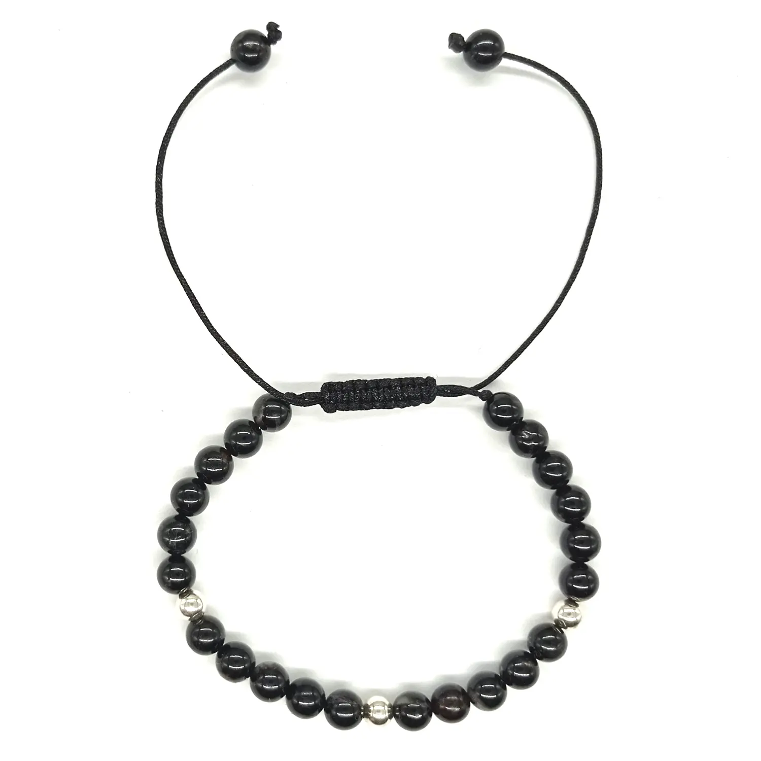 PULSERA TURMALINA NEGRA Y PLATA AJUSTABLE – PIEDRA NATURAL ORIGINAL – BISUTERIA LOLA - 4