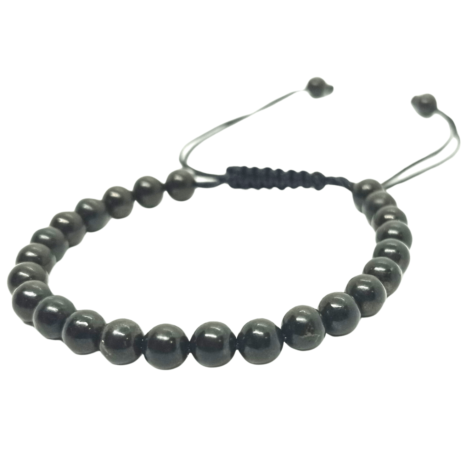 PULSERA ARTESANAL PIEDRA NATURAL SHUNGITA AJUSTABLE - BISUTERIA LOLA - 1