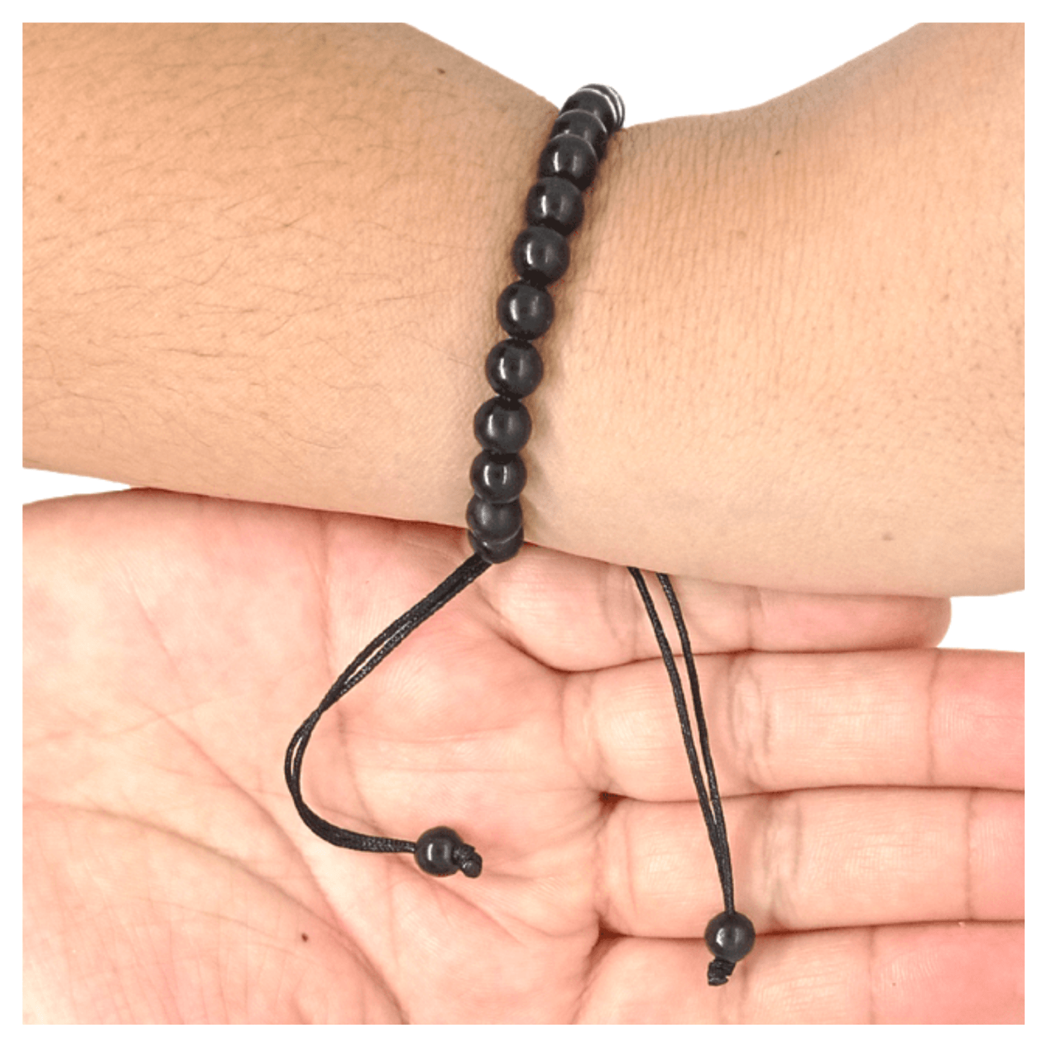 PULSERA ARTESANAL PIEDRA NATURAL SHUNGITA AJUSTABLE - BISUTERIA LOLA - 2