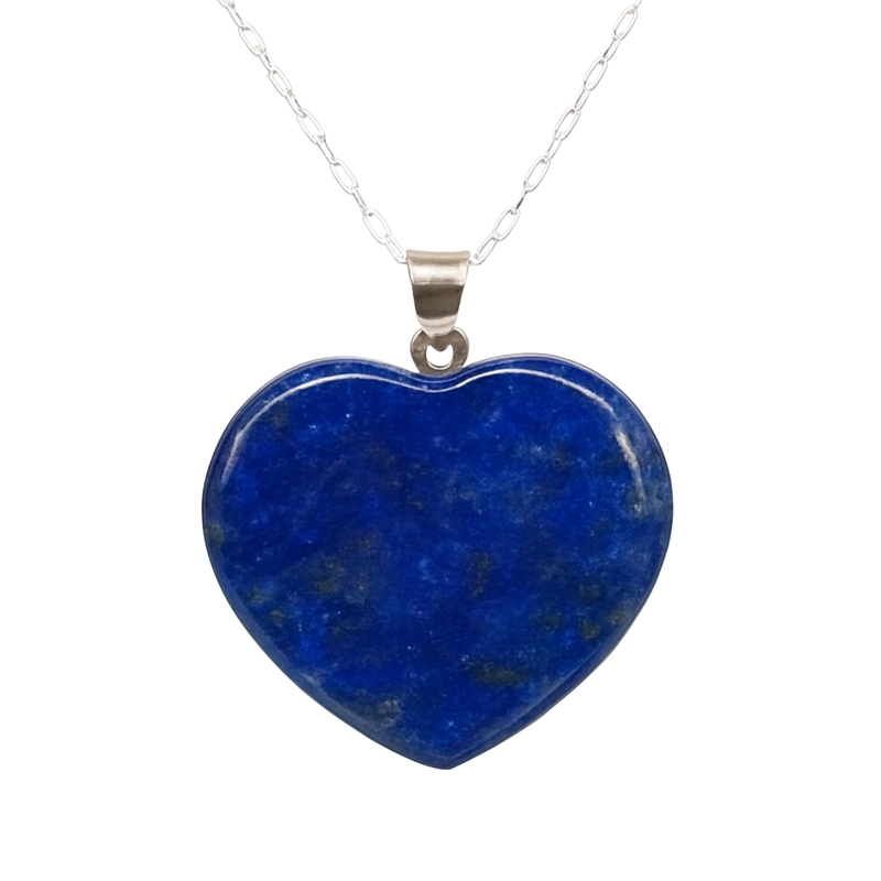 COLLAR CORAZON DE LAPISLAZULI ORIGINAL CON CADENA DE PLATA - 1