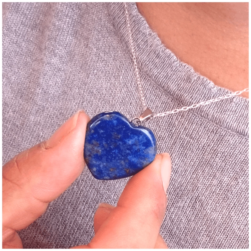 COLLAR CORAZON DE LAPISLAZULI ORIGINAL CON CADENA DE PLATA - 2