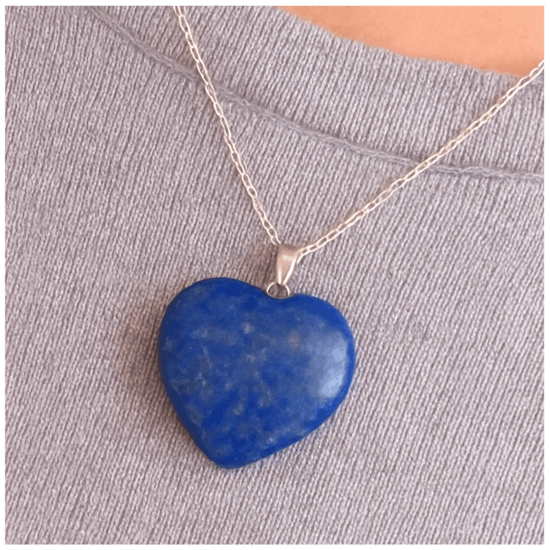 COLLAR CORAZON DE LAPISLAZULI ORIGINAL CON CADENA DE PLATA - 4