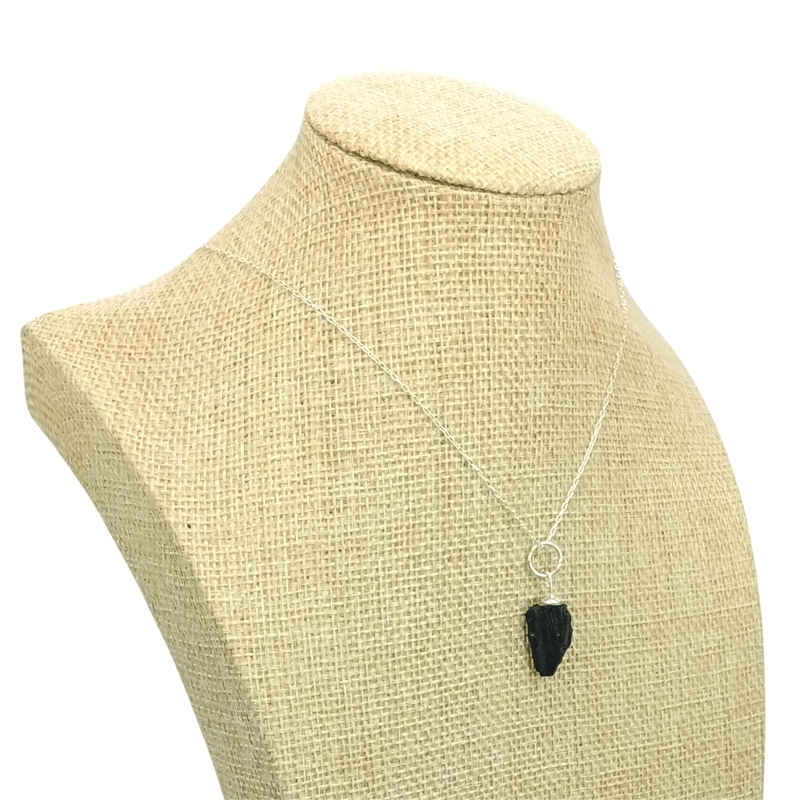 COLLAR TURMALINA NEGRA CON CADENA DE PLATA PIEDRA EN BRUTO - 5