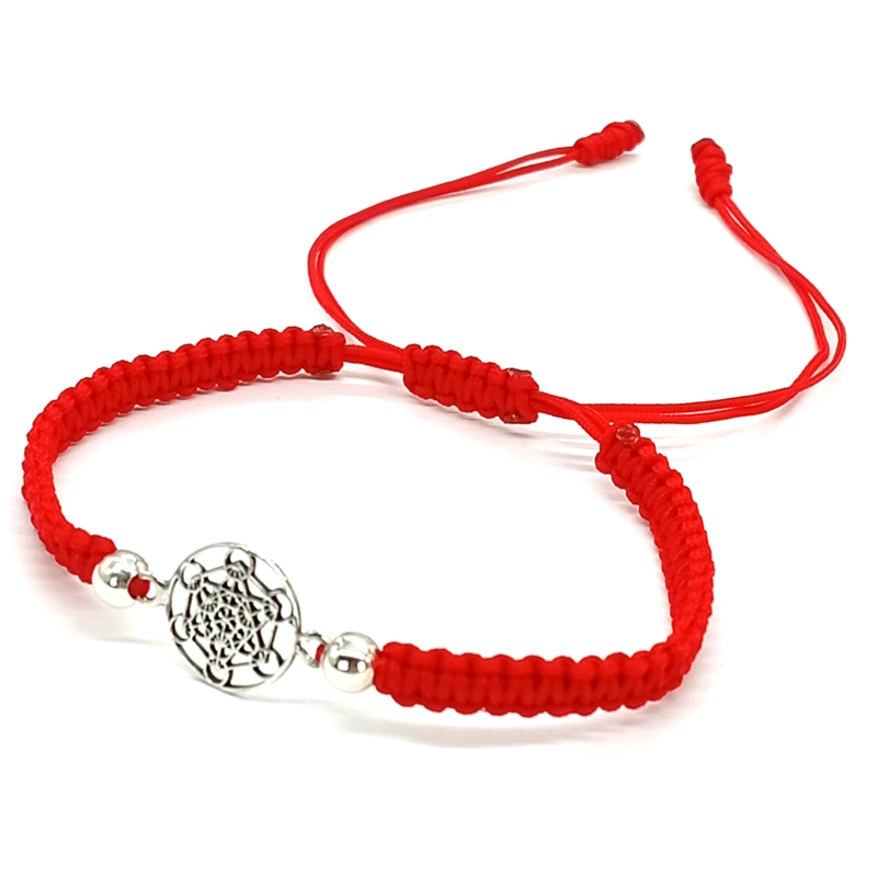 PULSERA CUBO METATRON PLATA 925 CON HILO ROJO - 1
