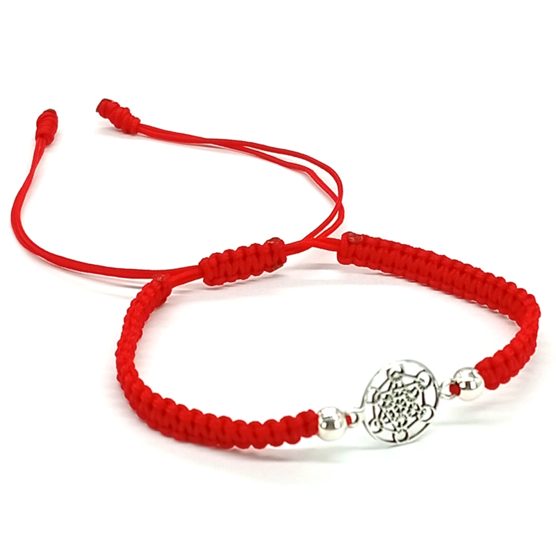 PULSERA CUBO METATRON PLATA 925 CON HILO ROJO - 2