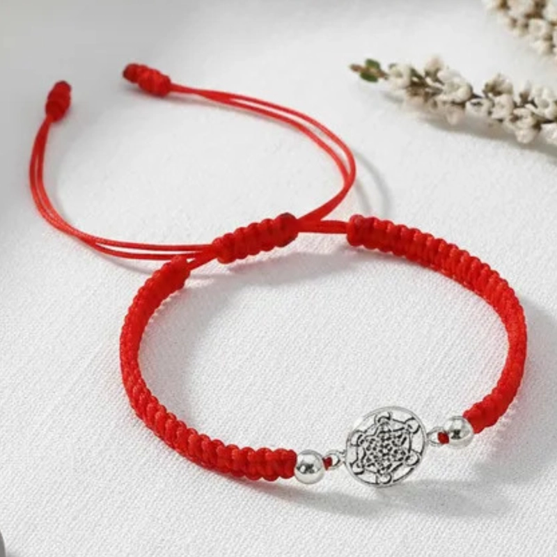 PULSERA CUBO METATRON PLATA 925 CON HILO ROJO - 7