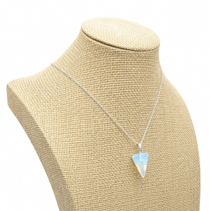 COLLAR PE NDULO PIEDRA LUNA OPALINA CADENA PLATA 925 - 5