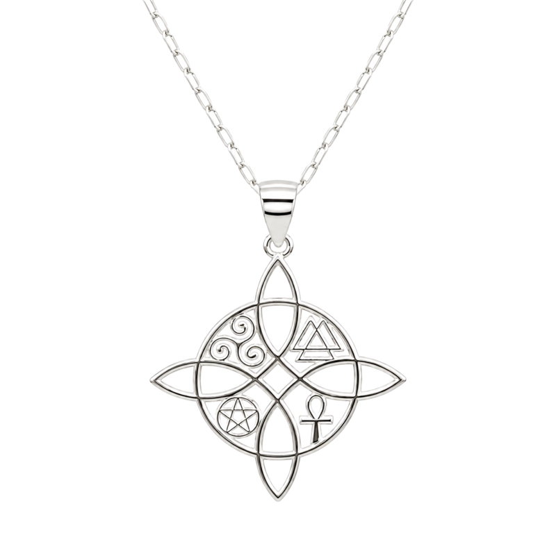COLLAR DE PLATA NUDO DE BRUJA CON TRIQUETAS - 6