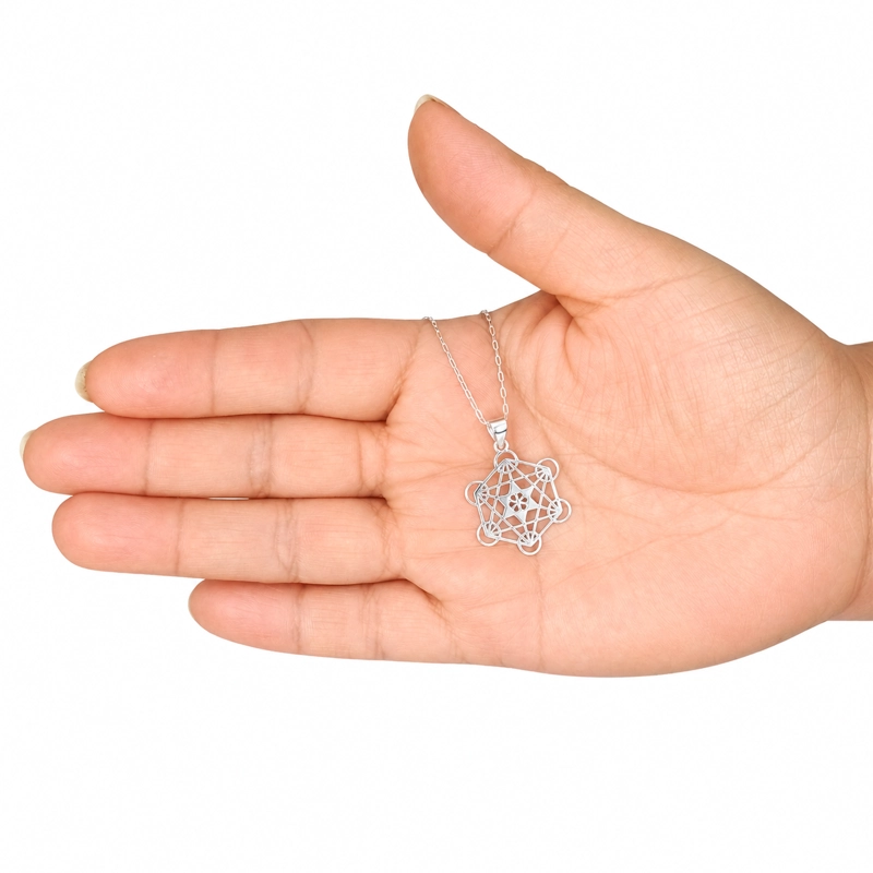 COLLAR CUBO METATRON DE PLATA CONEXION DIVINA - 2