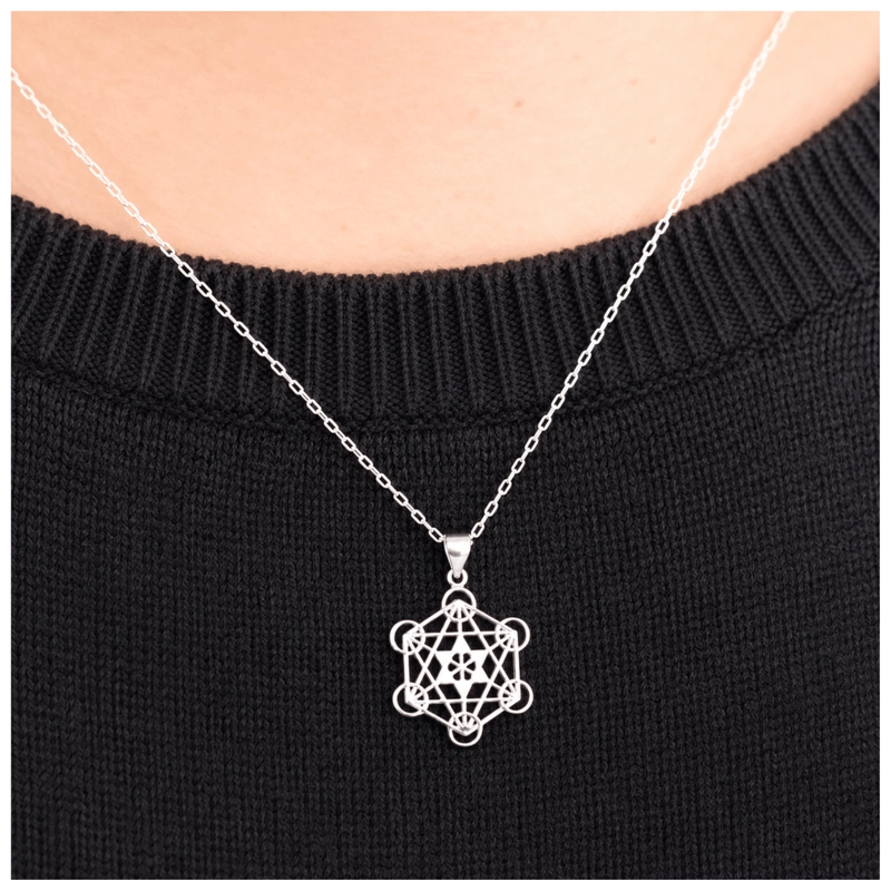 COLLAR CUBO METATRON DE PLATA CONEXION DIVINA - 3