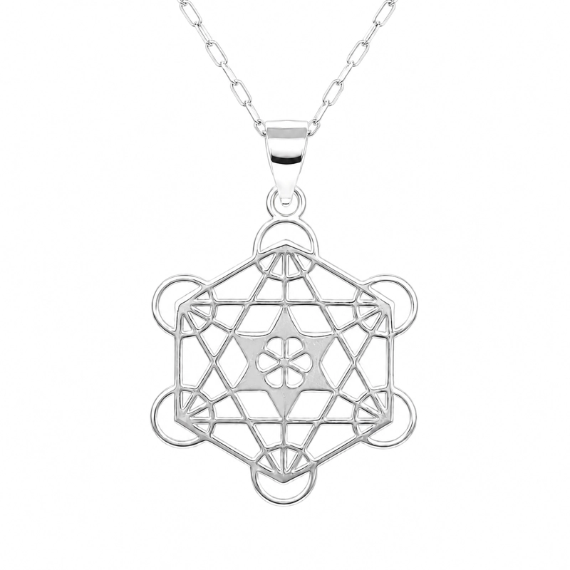 COLLAR CUBO METATRON DE PLATA CONEXION DIVINA - 6
