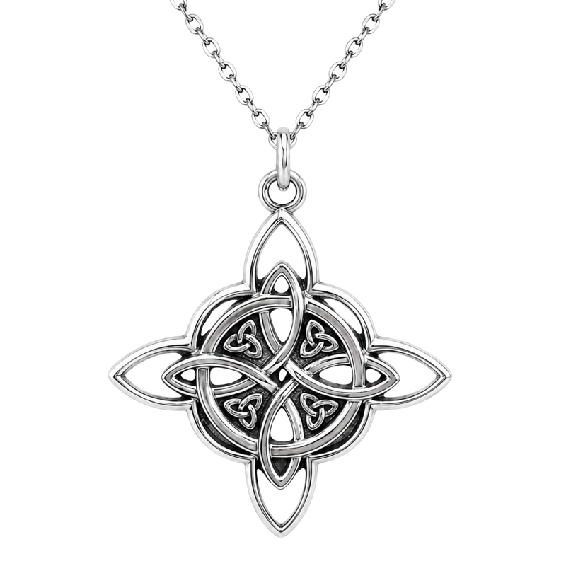 COLLAR NUDO DE BRUJA TRIQUETA DE ACERO INOXIDABLE - 5