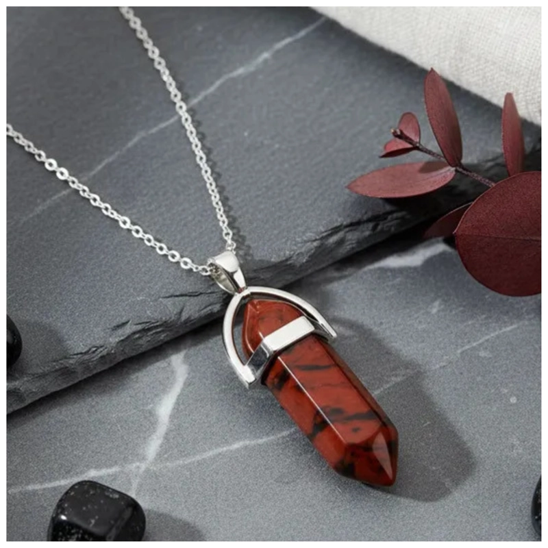 COLLAR PUNTA OBSIDIANA CAOBA NATURAL CON CADENA PLATA 925 - 2