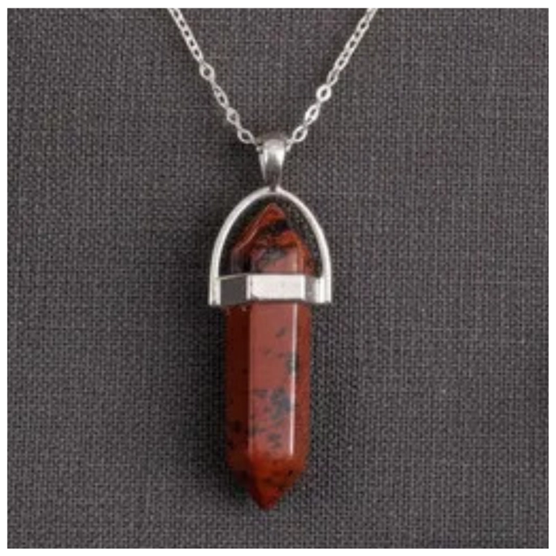 COLLAR PUNTA OBSIDIANA CAOBA NATURAL CON CADENA PLATA 925 - 4