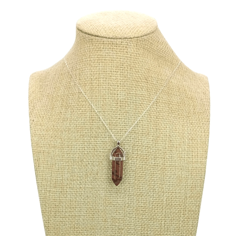 COLLAR PUNTA OBSIDIANA CAOBA NATURAL CON CADENA PLATA 925 - 6