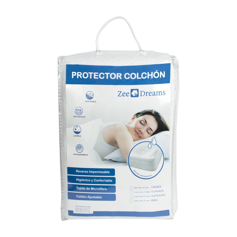 CUBRECOLCHÓN PALERMO BLANCO LISO IMP. KING 180X200+37 CM - 1