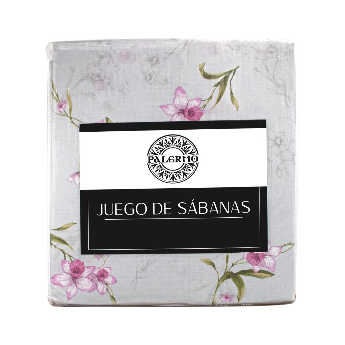 SET SÁBANA PALERMO NARCISO 1 PLAZA 144 HILOS GRIS ESTAMPADO - 2