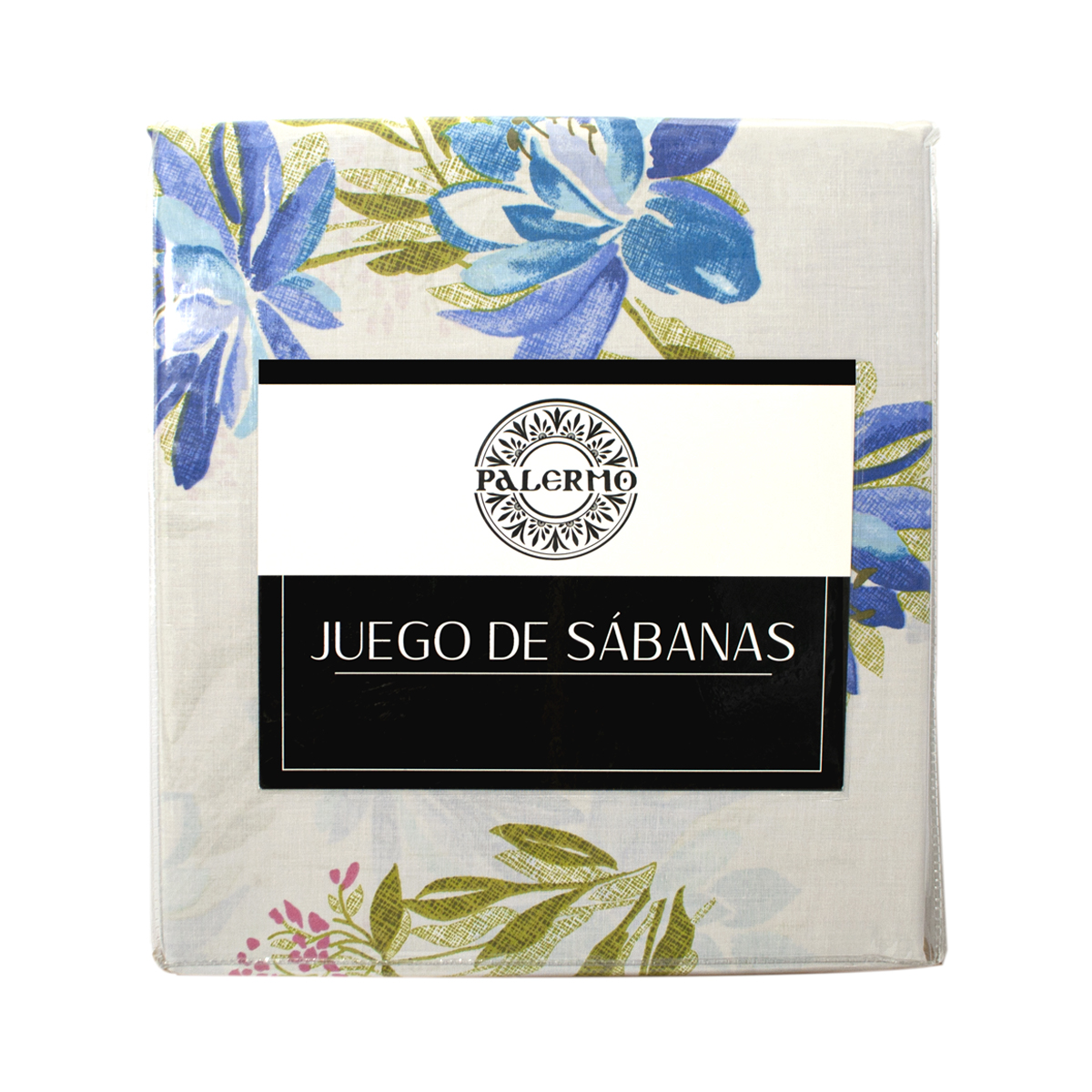 SET SÁBANA PALERMO LILIUM 1.5 PLAZAS 144 HILOS AZUL ESTAMPADO - 2