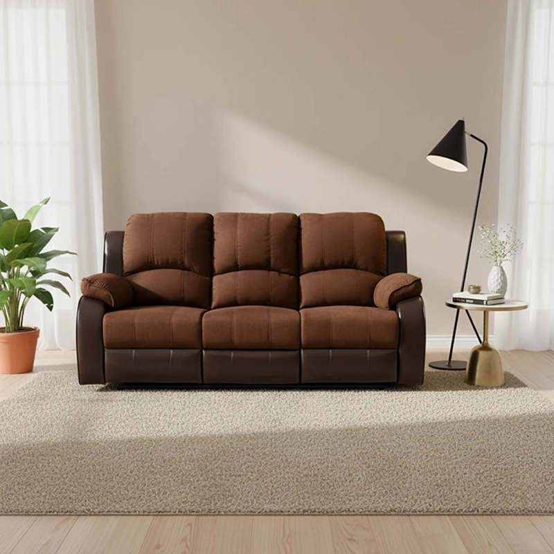 SOFÁ DANIELS 1 CUERPO TERCIOPELO CAFE RECLINABLE MODERNO THOMPSON + MICROFIBRA - 1