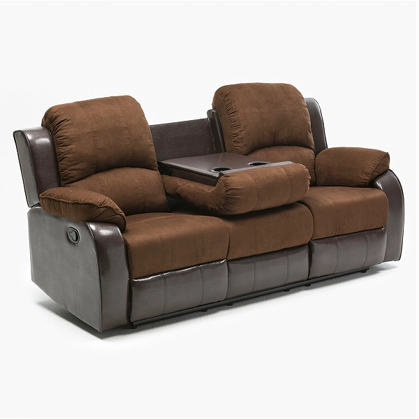 SOFÁ DANIELS 1 CUERPO TERCIOPELO CAFE RECLINABLE MODERNO THOMPSON + MICROFIBRA - 2