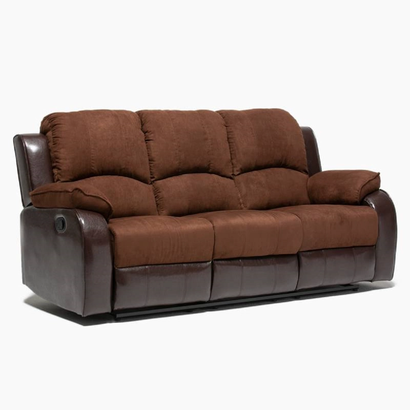 SOFÁ DANIELS 1 CUERPO TERCIOPELO CAFE RECLINABLE MODERNO THOMPSON + MICROFIBRA - 4