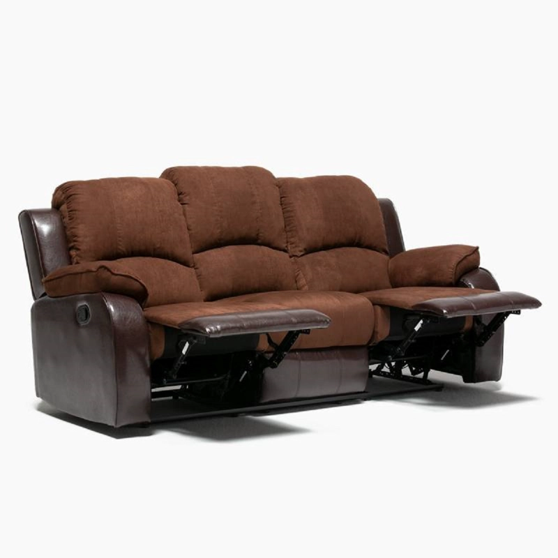 SOFÁ DANIELS 1 CUERPO TERCIOPELO CAFE RECLINABLE MODERNO THOMPSON + MICROFIBRA - 5