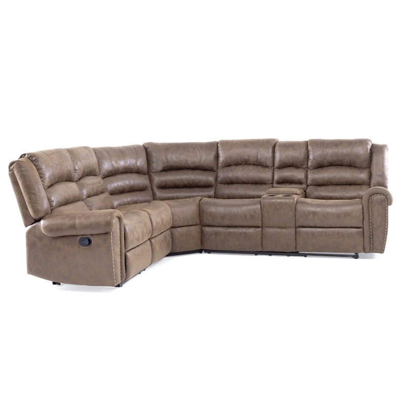 SOFÁ SECCIONAL DANIELS 7245CHC 5 CUERPOS MODERNO RECLINABLE + CONSOLA CASTLE - 6