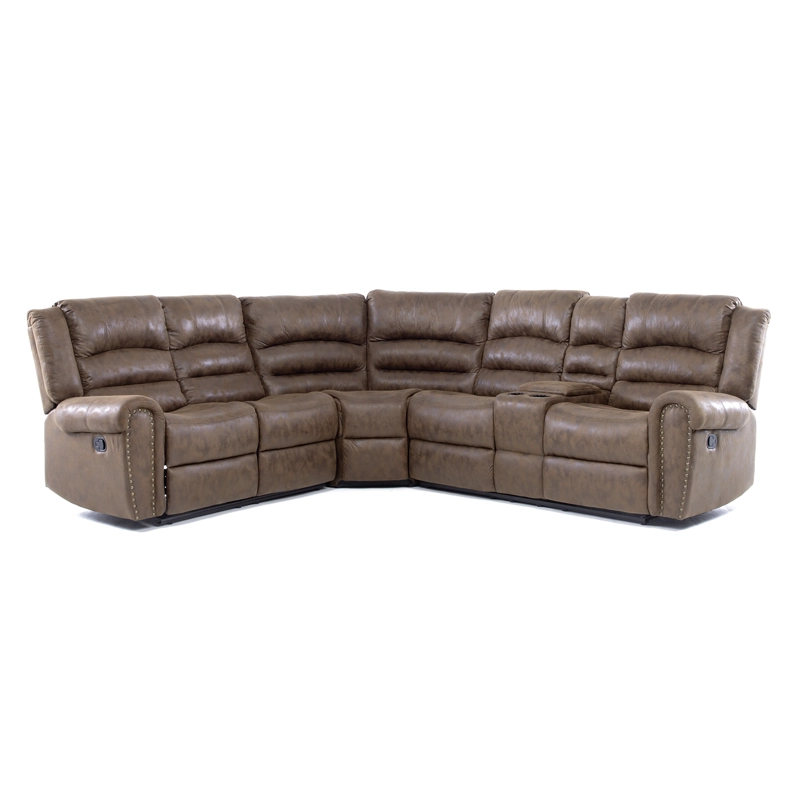 SOFÁ SECCIONAL DANIELS 7245CHC 5 CUERPOS MODERNO RECLINABLE + CONSOLA CASTLE - 7