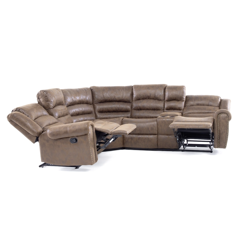 SOFÁ SECCIONAL DANIELS 7245CHC 5 CUERPOS MODERNO RECLINABLE + CONSOLA CASTLE - 9