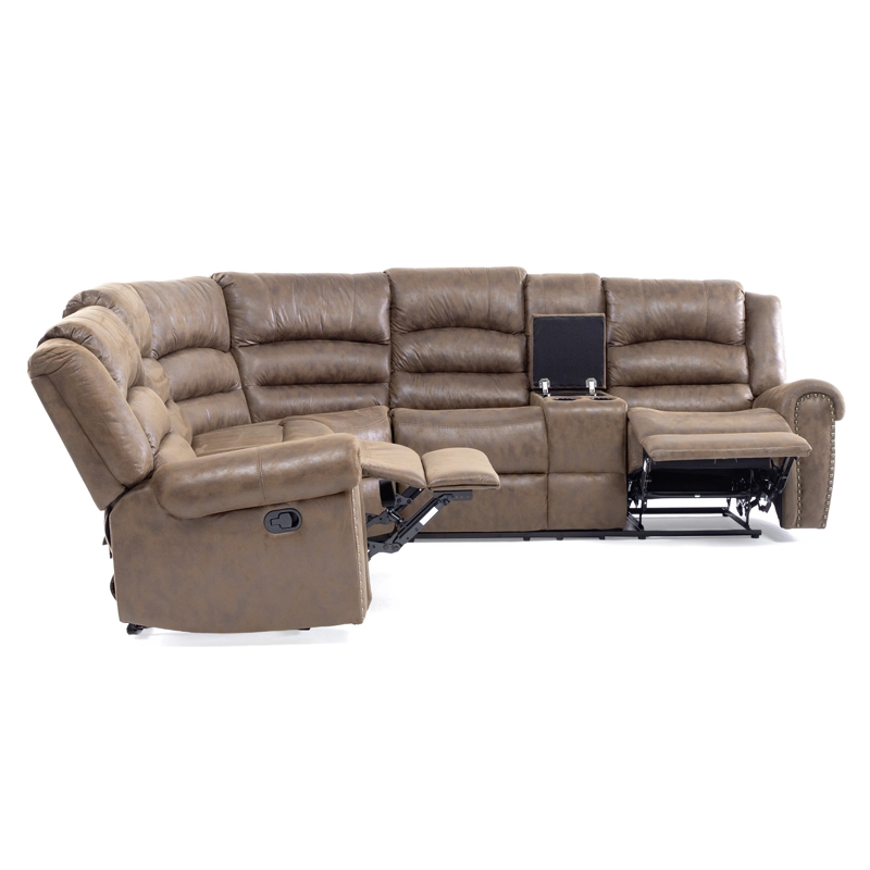 SOFÁ SECCIONAL DANIELS 7245CHC 5 CUERPOS MODERNO RECLINABLE + CONSOLA CASTLE - 10