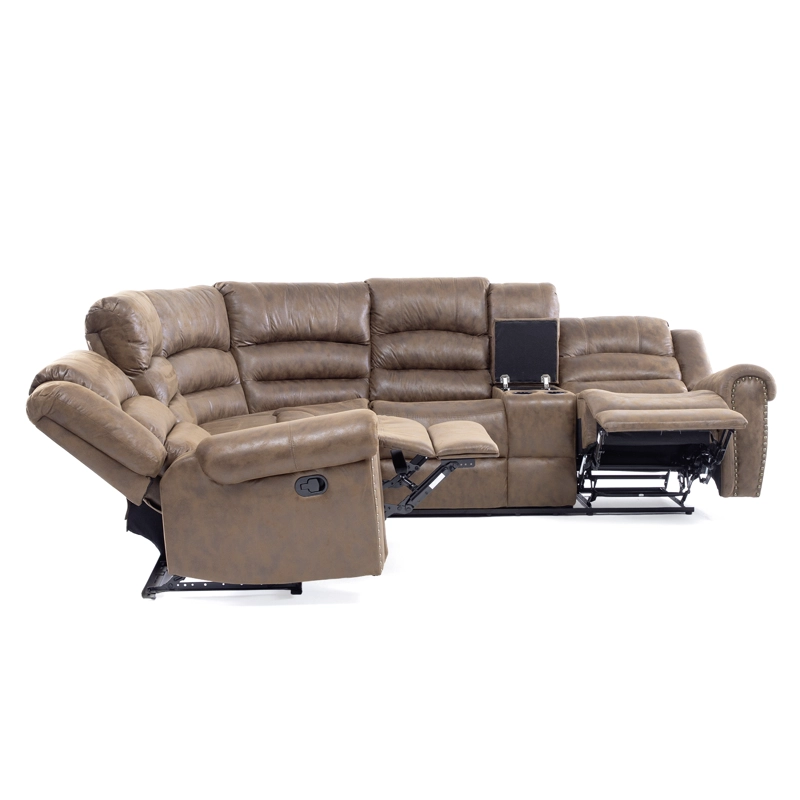 SOFÁ SECCIONAL DANIELS 7245CHC 5 CUERPOS MODERNO RECLINABLE + CONSOLA CASTLE - 11