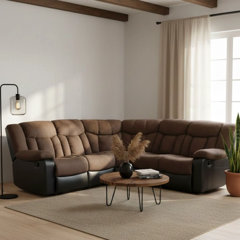 SOFÁ SECCIONAL DANIELS 5 CUERPOS TERCIOPELO MODERNO RECLINABLE DESMOND - 1