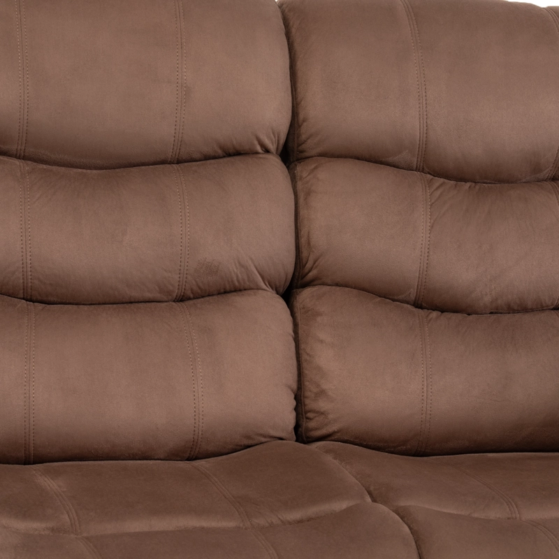 SOFÁ DANIELS 3 CUERPOS TERCIOPELO CAFE CLARO RECLINABLE TRADICIONAL NORMAN ELEPHANT - 5