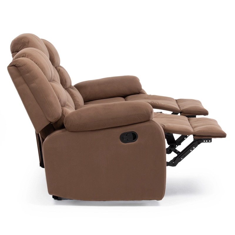 SOFÁ DANIELS 3 CUERPOS TERCIOPELO CAFE CLARO RECLINABLE TRADICIONAL NORMAN ELEPHANT - 12