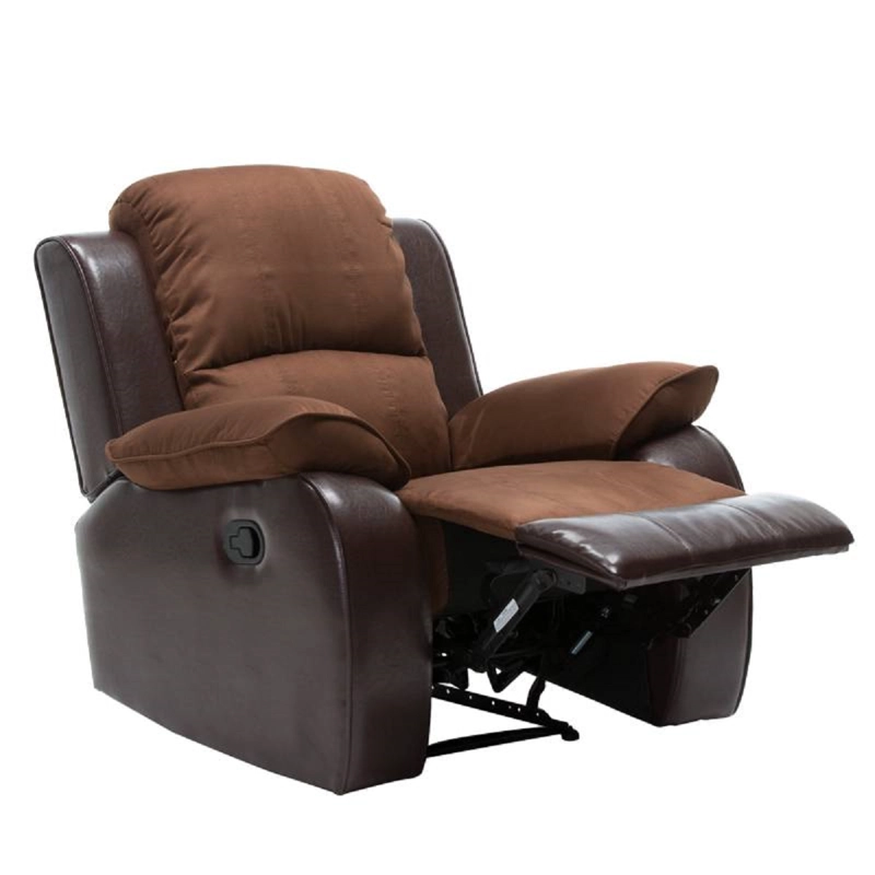 BERGER DANIELS 1 CUERPO TERCIOPELO CAFE CLARO RECLINABLE THOMPSON + MICROFIBRA - 4