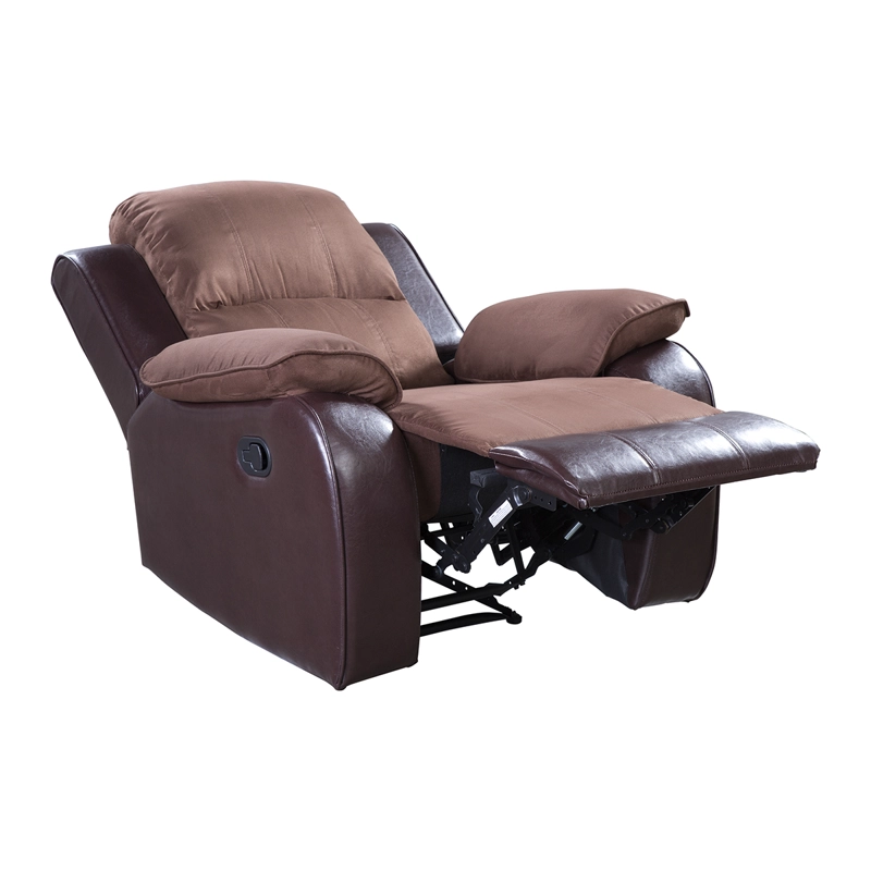BERGER DANIELS 1 CUERPO TERCIOPELO CAFE CLARO RECLINABLE THOMPSON + MICROFIBRA - 5
